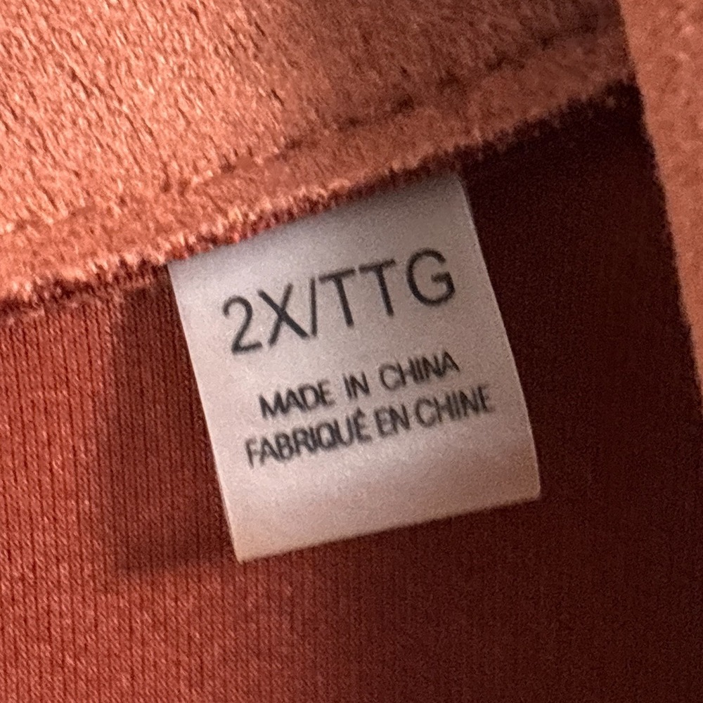 Tahari Jacket 2X Rust Red Orange Washable Faux Suede Midi Open Blazer Career - Picture 7 of 11